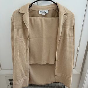 Tan st John set with blazer and skirt